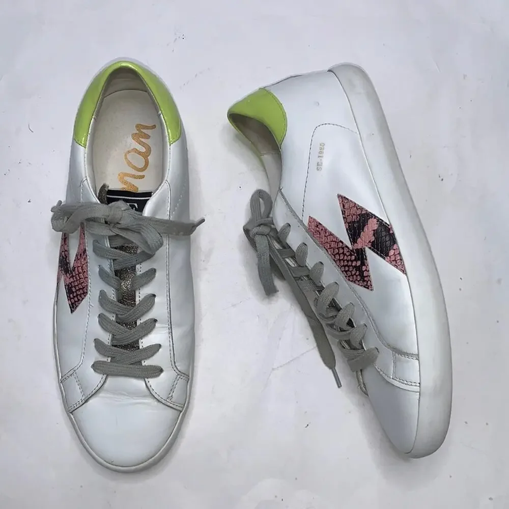 Sam Edelman Areson White Leather Sneakers S-130 Sz 39 EU / 9 US